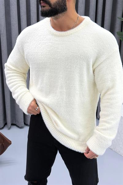 OVERSİZE SAKALLI KAZAK BEYAZ