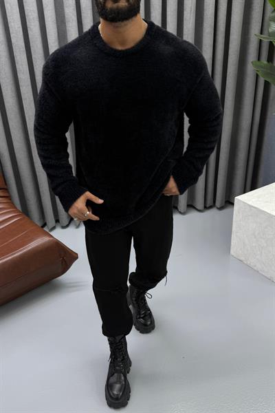 OVERSİZE SAKALLI KAZAK SİYAH