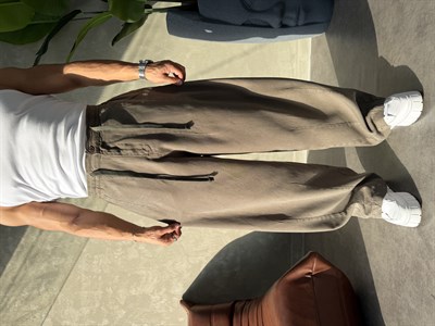 ÖZEL KUMAŞ İP DETAYLI SÜPER BAGYY PANTOLON HAKİ