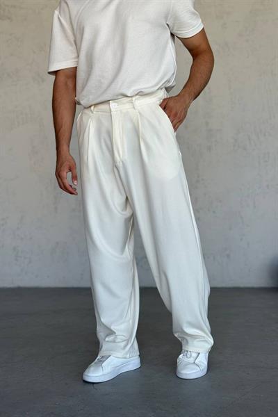 KORE KESİM EKSTRA BOL BAGGY PANTOLON BEYAZ