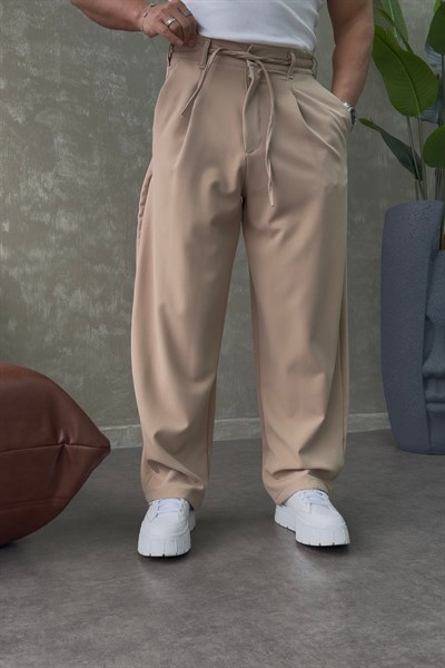 PREMİUM BALOON İP DETAYLI PANTALON BEJ
