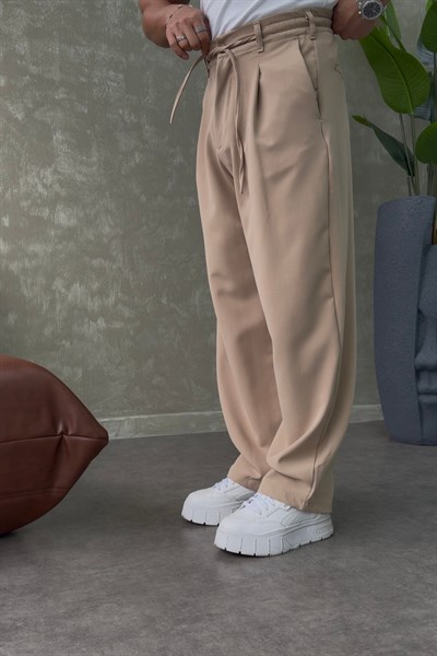 PREMİUM BALOON İP DETAYLI PANTALON BEJ