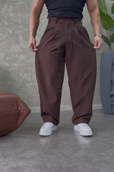 PREMİUM BALOON İP DETAYLI PANTALON KAHVERENGİ