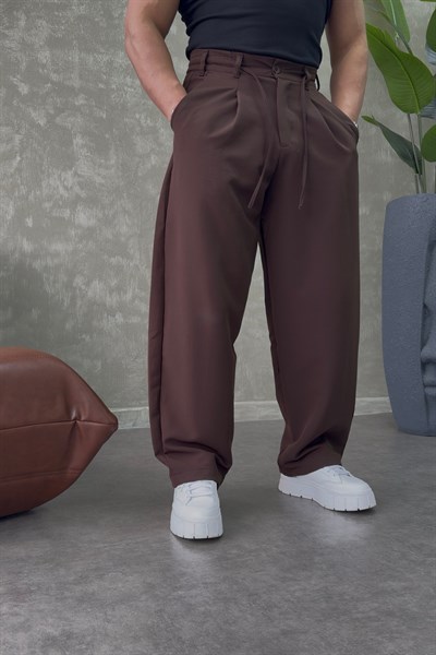 PREMİUM BALOON İP DETAYLI PANTALON KAHVERENGİ