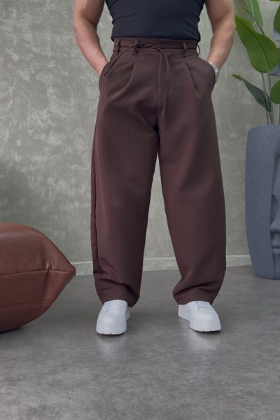PREMİUM BALOON İP DETAYLI PANTALON KAHVERENGİ