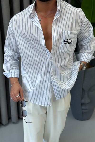 PREMİUM CEP DETAYLI OVERSİZE GÖMLEK BEYAZ