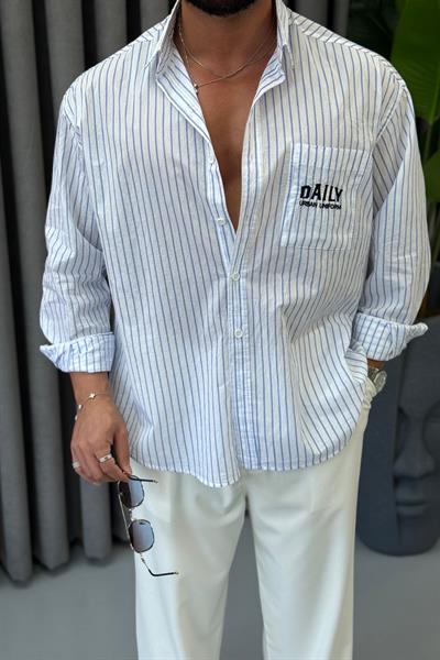 PREMİUM CEP DETAYLI OVERSİZE GÖMLEK BEYAZ