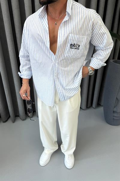 PREMİUM CEP DETAYLI OVERSİZE GÖMLEK BEYAZ