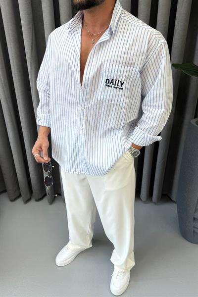 PREMİUM CEP DETAYLI OVERSİZE GÖMLEK BEYAZ