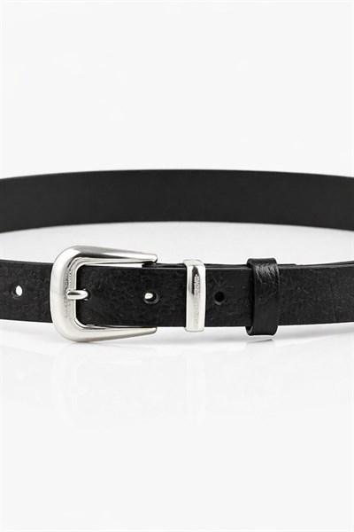 PREMİUM GÜMÜŞ TOKALI   DERİ KEMER SİYAH