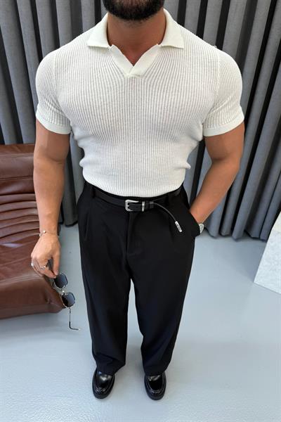 PREMİUM İNCE ÖRME POLO YAKA BEYAZ