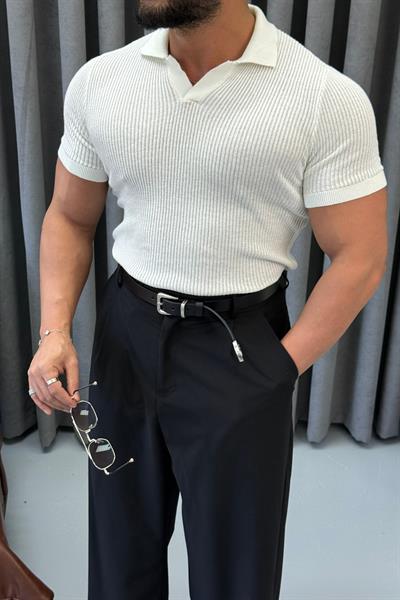 PREMİUM İNCE ÖRME POLO YAKA BEYAZ