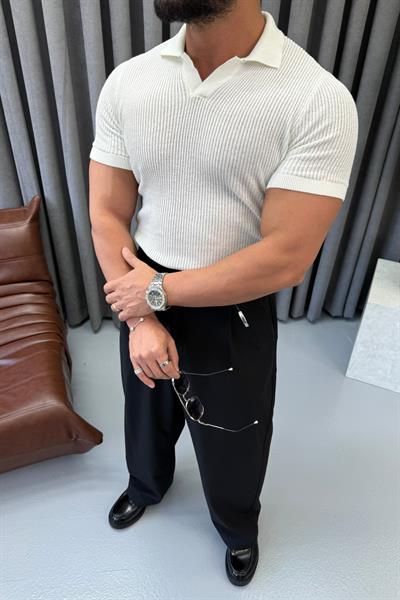 PREMİUM İNCE ÖRME POLO YAKA BEYAZ