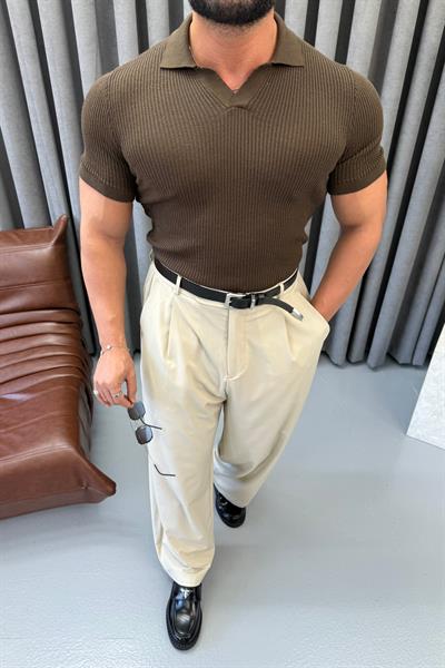 PREMİUM İNCE ÖRME POLO YAKA KAHVERENGİ