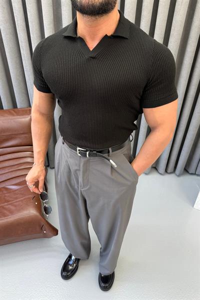 PREMİUM İNCE ÖRME POLO YAKA SİYAH