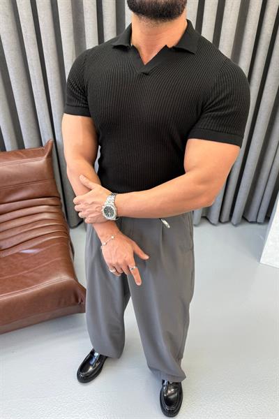 PREMİUM İNCE ÖRME POLO YAKA SİYAH
