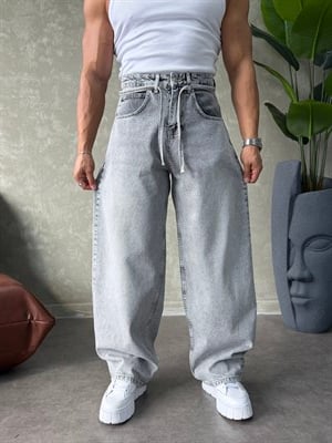 PREMIUM İP DETALI  BALON JEAN GRİ