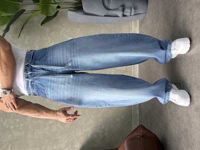 PREMIUM İP DETALI  BALON JEAN MAVİ