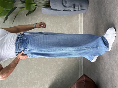 PREMIUM İP DETALI  BALON JEAN MAVİ