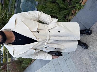 PREMİUM KALİTE KEMERLİ TRENCKOT KREM