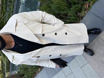 PREMİUM KALİTE KEMERLİ TRENCKOT KREM