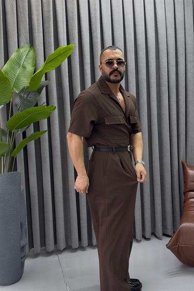 PREMİUM KUMAŞ ALT ÜST TAKIM KAHVERENGİ