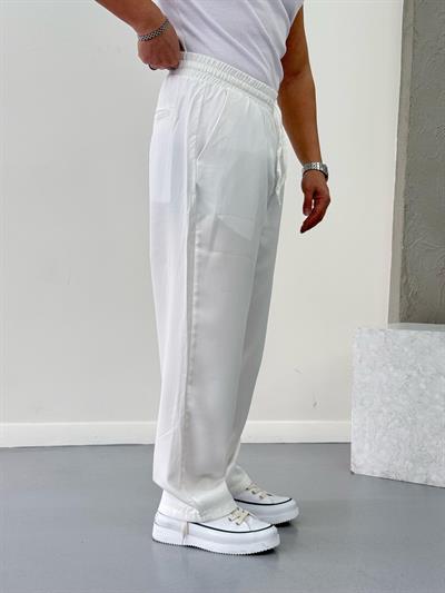 Premium Kumaş Baggy Pantolon Beyaz