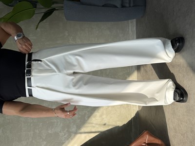 PREMIUM KUMAŞ KORE KESİM PANTOLON BEYAZ