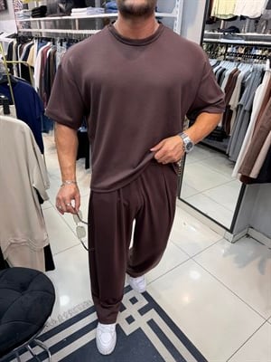 PREMIUM OVERSIZE OYSHO KUMAŞ TAKIM KAHVERENGİ