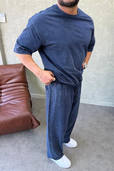 PREMİUM OVERSİZE YIKAMALI TAKIM MAVİ