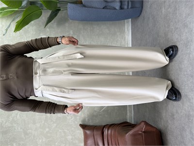 PREMIUM SERİ KEMER DETAYLI KORE KESİM PANTOLON BEJ