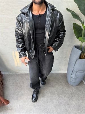 PREMIUM SERİ OVERSIZE BOMBER MONT SİYAH 