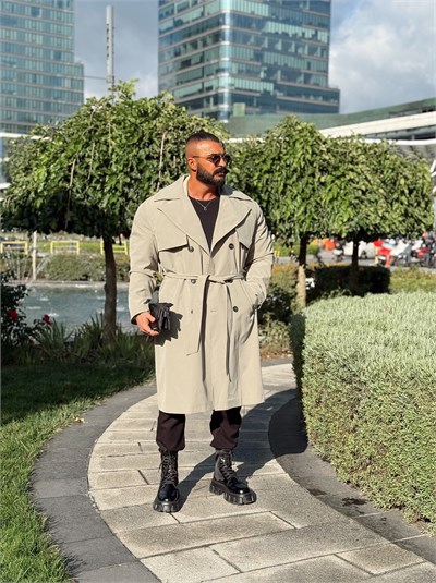 PREMIUM SERİ OVERSIZE KEMERLİ TRENÇKOT HAKİ
