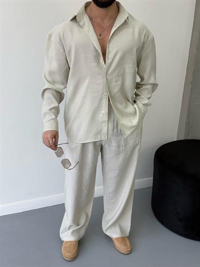 Premium Seri Oversize Modal Kumaş Alt Üst Takım Krem
