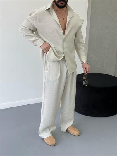 Premium Seri Oversize Modal Kumaş Alt Üst Takım Krem