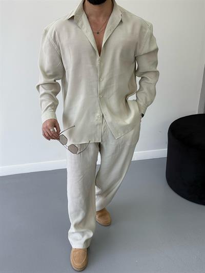 Premium Seri Oversize Modal Kumaş Alt Üst Takım Krem