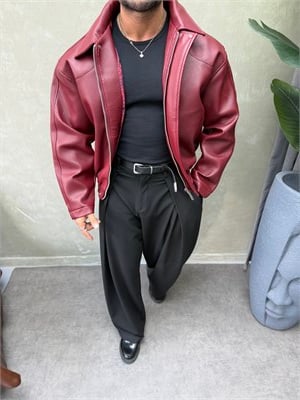 PREMIUM SERİ OVERSIZE YIKAMALI BOMBER MONT BORDO