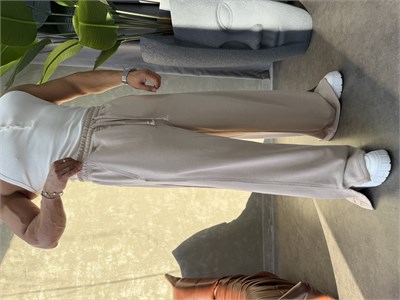 PREMIUM SERİ SUPER BAGGY YIRTMAÇLI EŞOFMAN BEJ