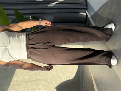 PREMIUM SERİ SUPER BAGGY YIRTMAÇLI EŞOFMAN KAHVERENGİ