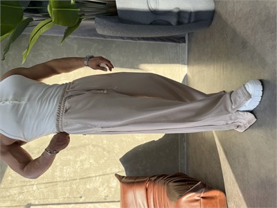 PREMIUM SERİ SUPER BAGGY YIRTMAÇLI EŞOFMAN BEJ