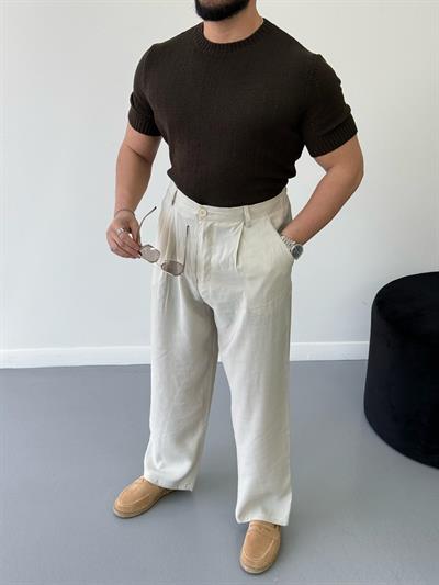 Premium Slimfit Örme Triko Kahverengi