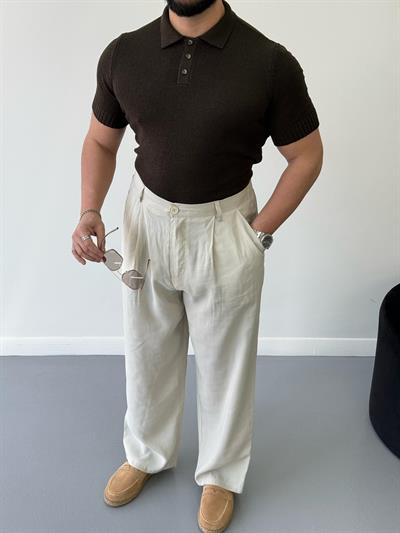 Premium Slimfit Polo Yaka Triko Kahverengi