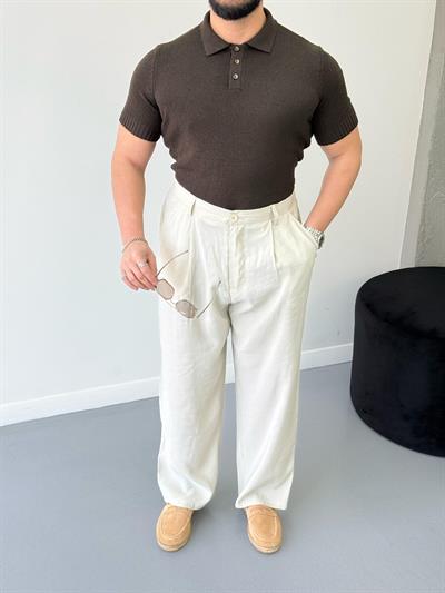 Premium Slimfit Polo Yaka Triko Kahverengi