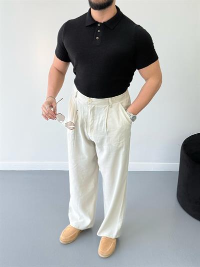 Premium Slimfit Polo Yaka Triko Siyah