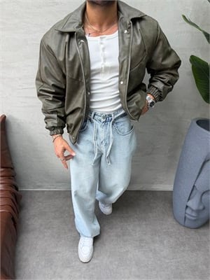 PREMIUM ZIMBA DETAYLI OVERSIZE BOMBER MONT HAKİ