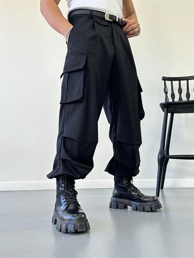 Siyah Baggy Kargo Pantolon