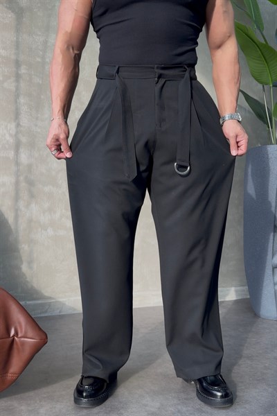 SUPER BAGGY KEMER DETAYLI BAGGY PANTOLON SİYAH