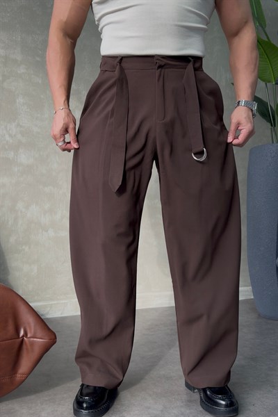 SUPER BAGGY KEMER DETAYLI BAGGY PANTOLON KAHVERENGİ