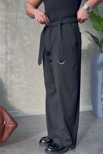 SUPER BAGGY KEMER DETAYLI BAGGY PANTOLON SİYAH