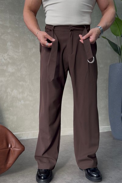 SUPER BAGGY KEMER DETAYLI BAGGY PANTOLON KAHVERENGİ